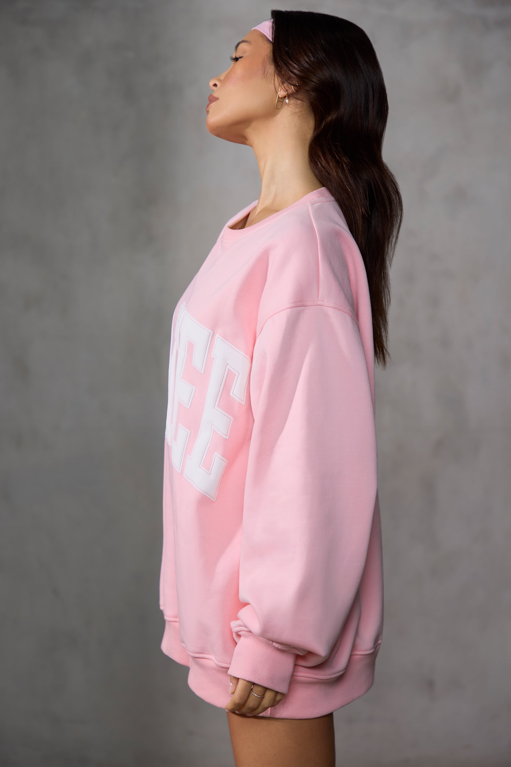 New Staples Oversized Sweatshirt in Baby Pink Oh Polly