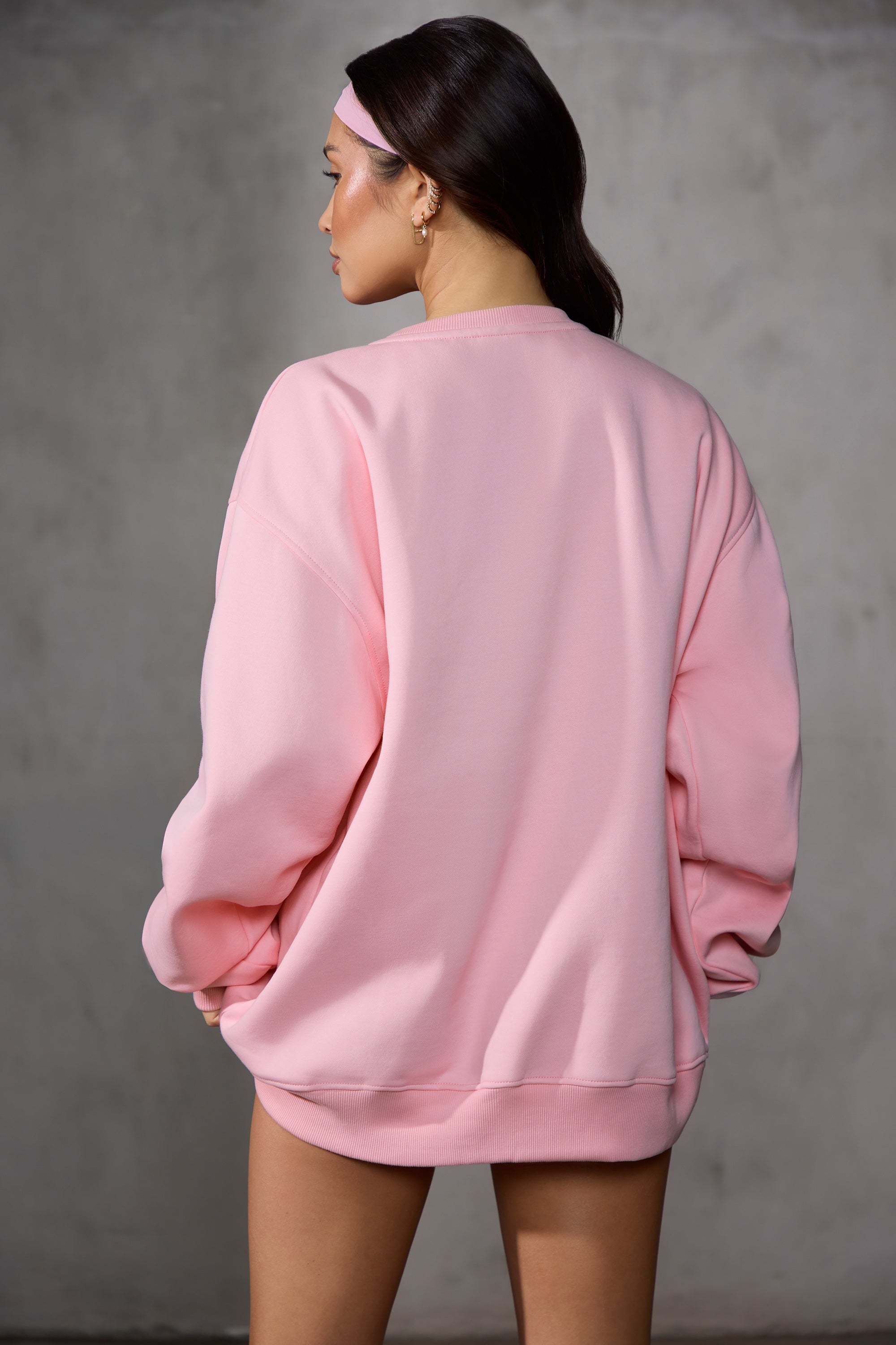 New Staples Oversized Sweatshirt in Baby Pink Oh Polly