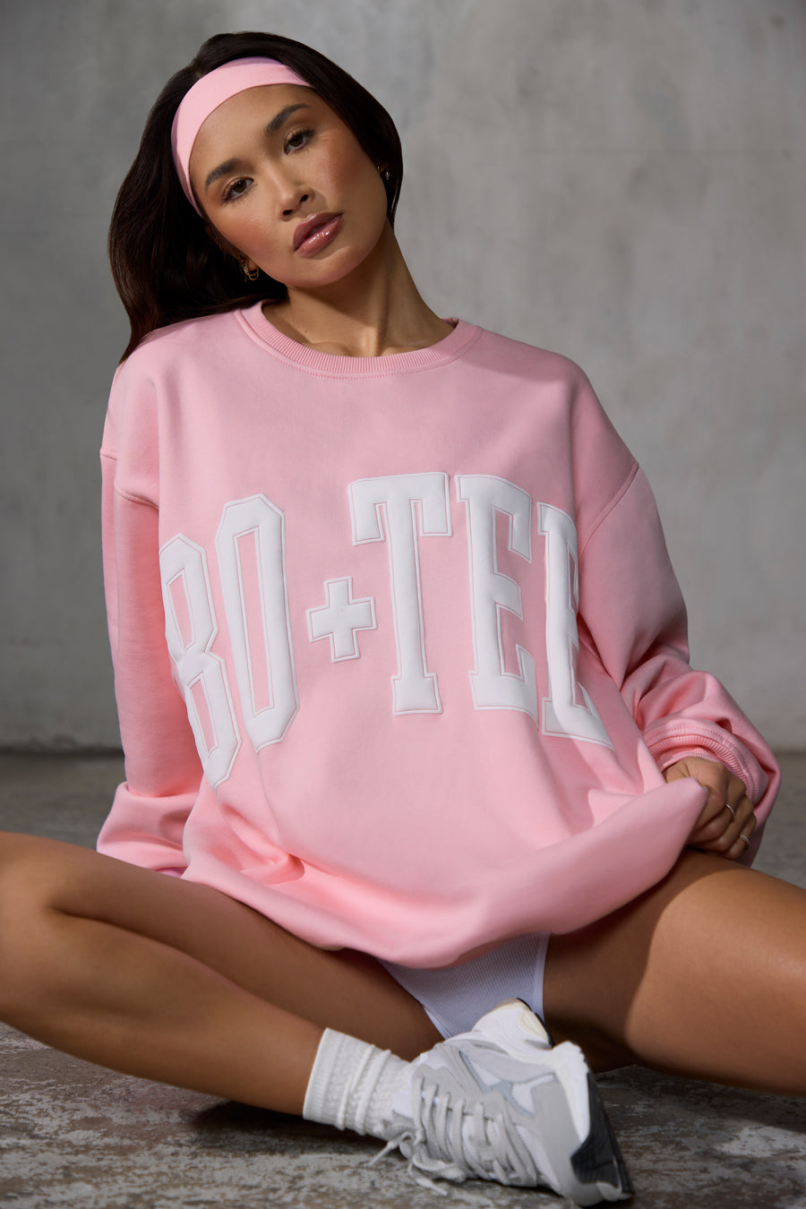 New Staples Oversized Sweatshirt in Baby Pink Oh Polly