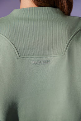 Oversize'owa bluza z zamkiem błyskawicznym w kolorze Sage