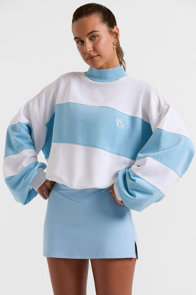 Oversized High Neck Sweatshirt in Sky Blue