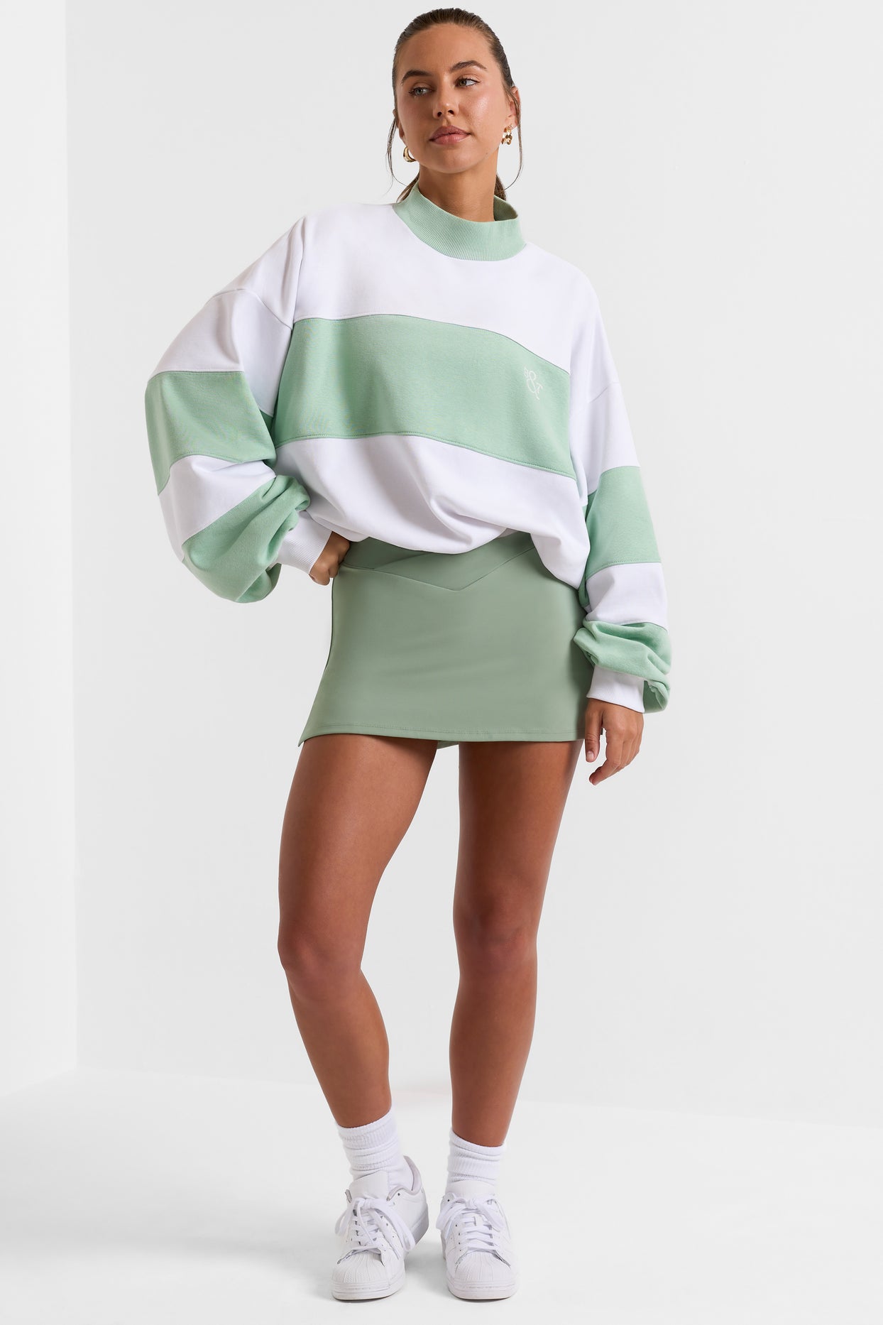 Oversized High Neck Sweatshirt in Mint Green | Oh Polly