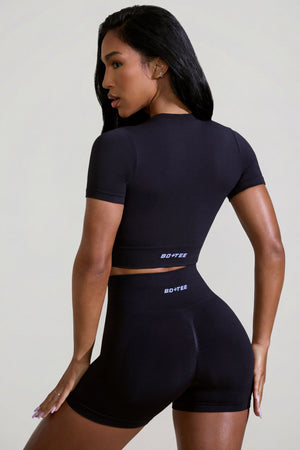 High Waist Define Luxe Mini Shorts in Black