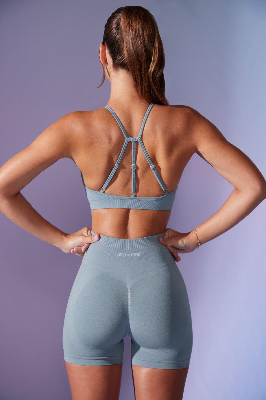 High Waist Define Luxe Mini Shorts in Slate Blue - 2