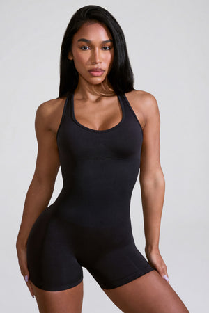 Racer Back Define Luxe Unitard in Black