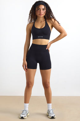 Define Luxe High Waist Mini Shorts in Jet Black