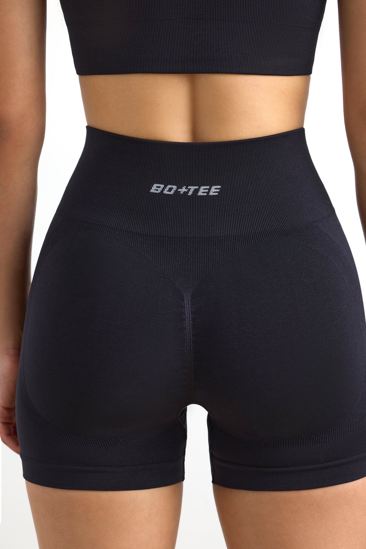 Define Luxe High Waist Mini Shorts in Jet Black
