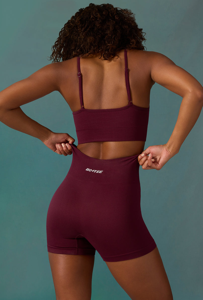 Super Sculpt Seamless Mini Shorts in Plum - 2