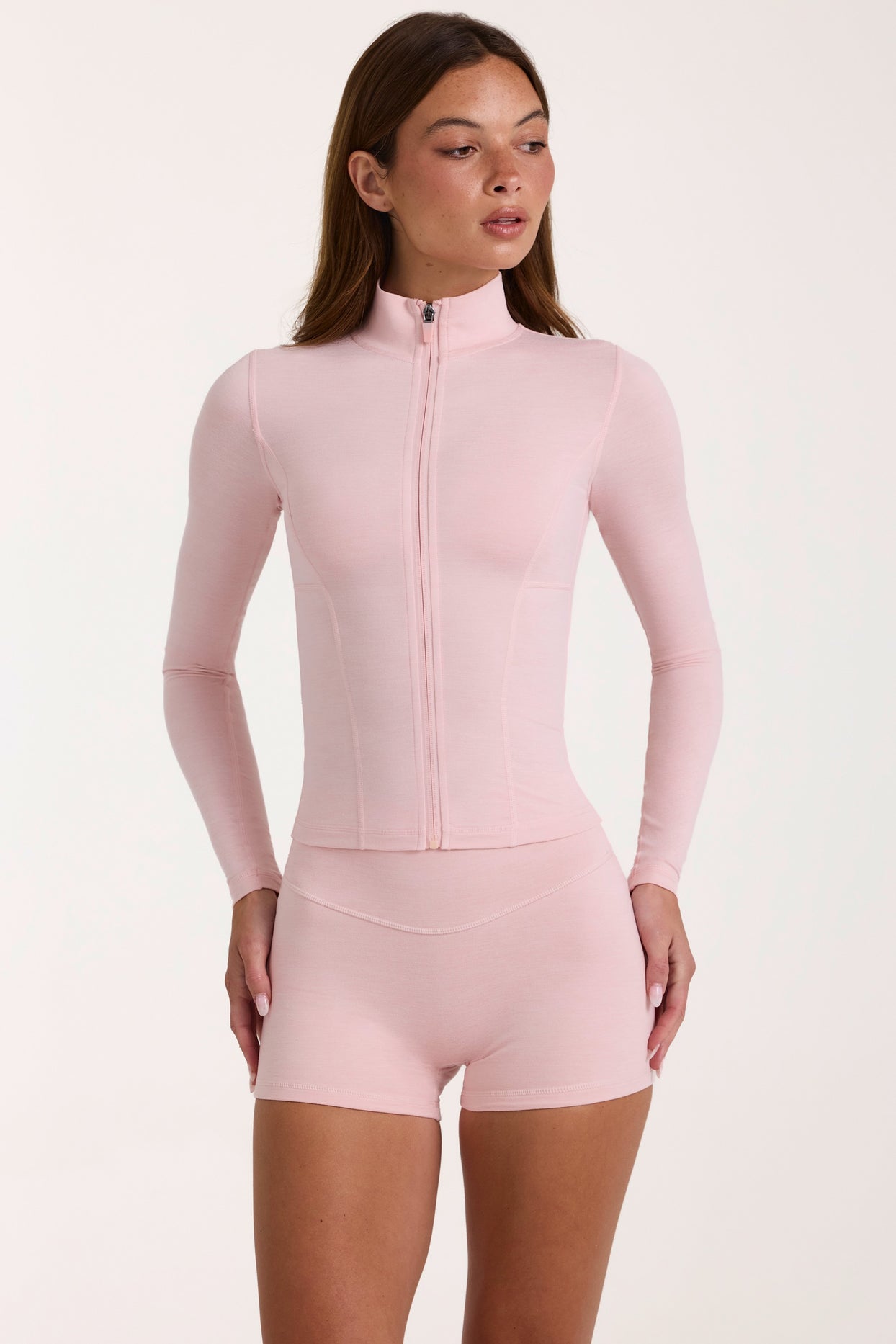 Soft Active Zip-Up Jacket in Blush Marl - 6
