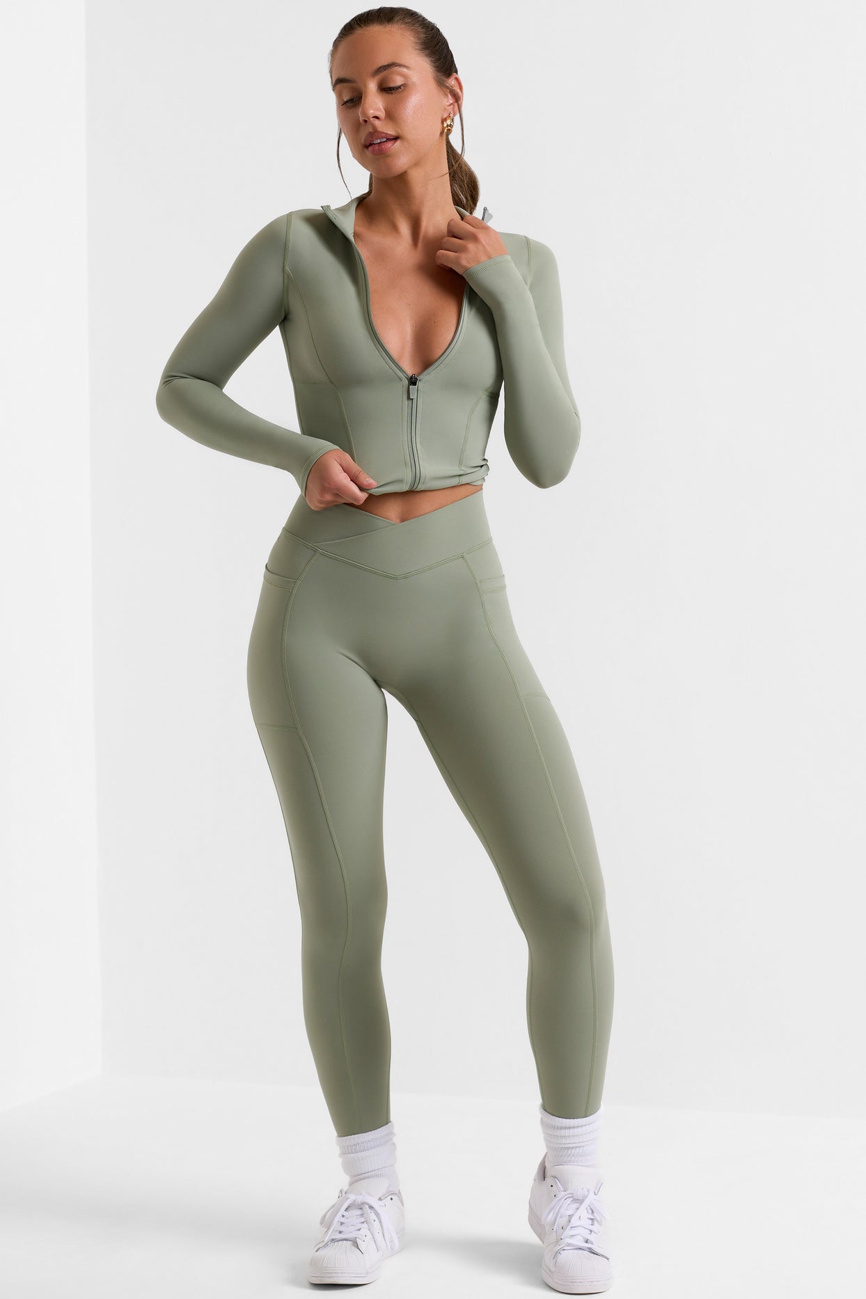 Full Length Leggings with Pockets in Bamboo Green - 5