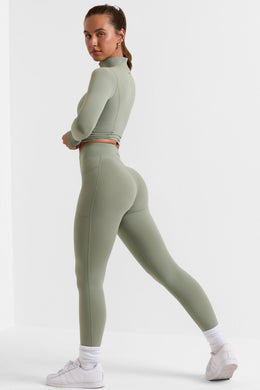 Full Length Leggings with Pockets in Bamboo Green
