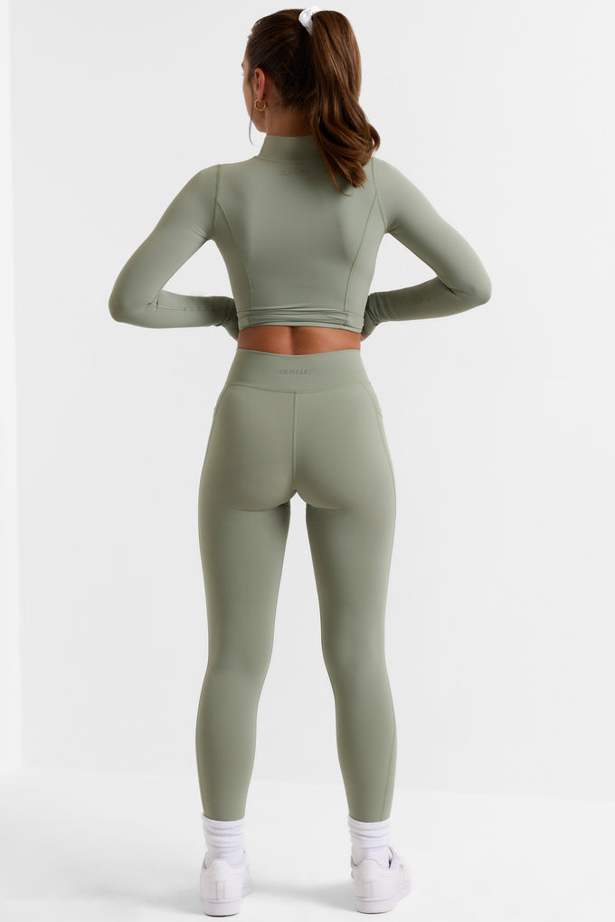 Full Length Leggings with Pockets in Bamboo Green
