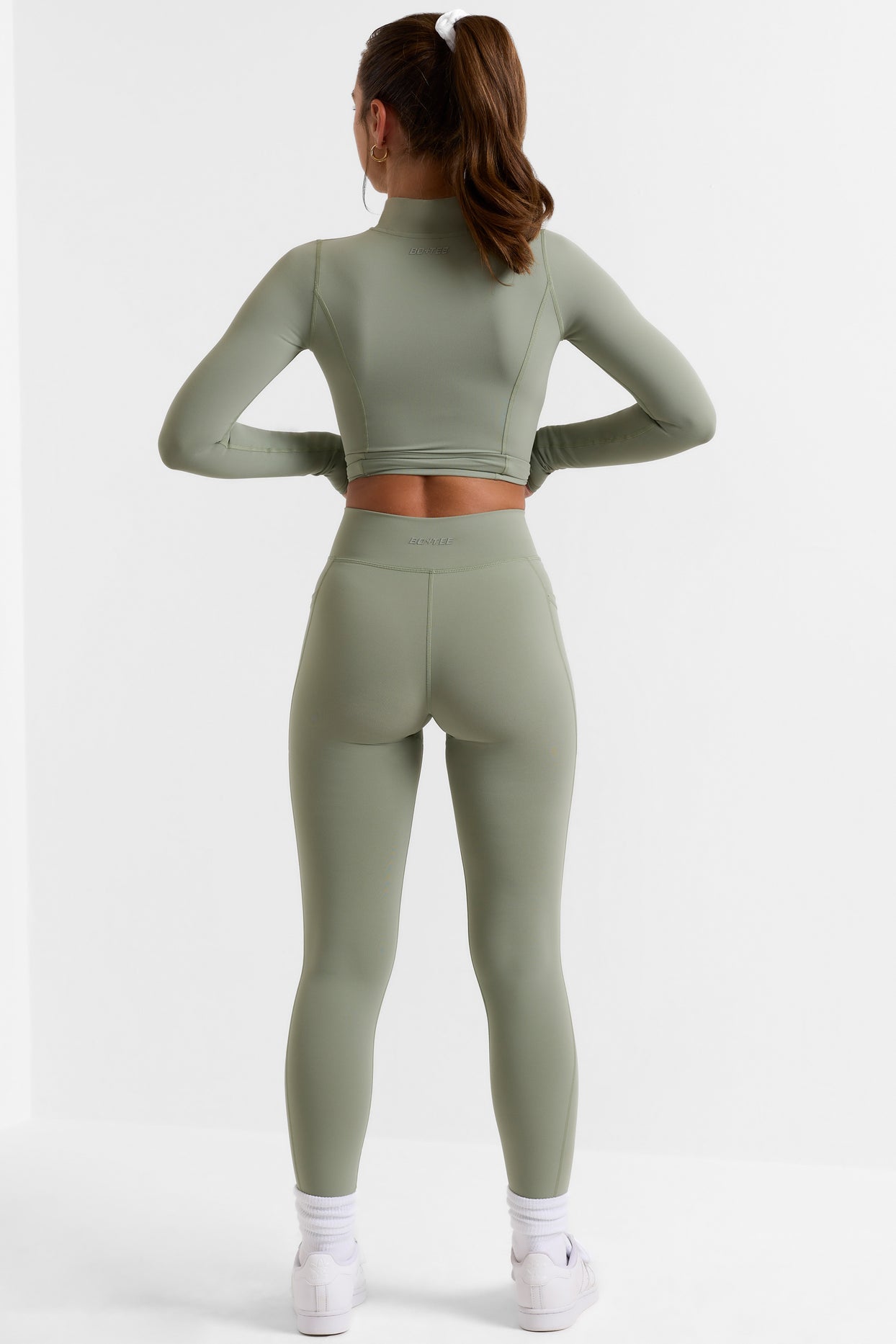 Full Length Leggings with Pockets in Bamboo Green - 2