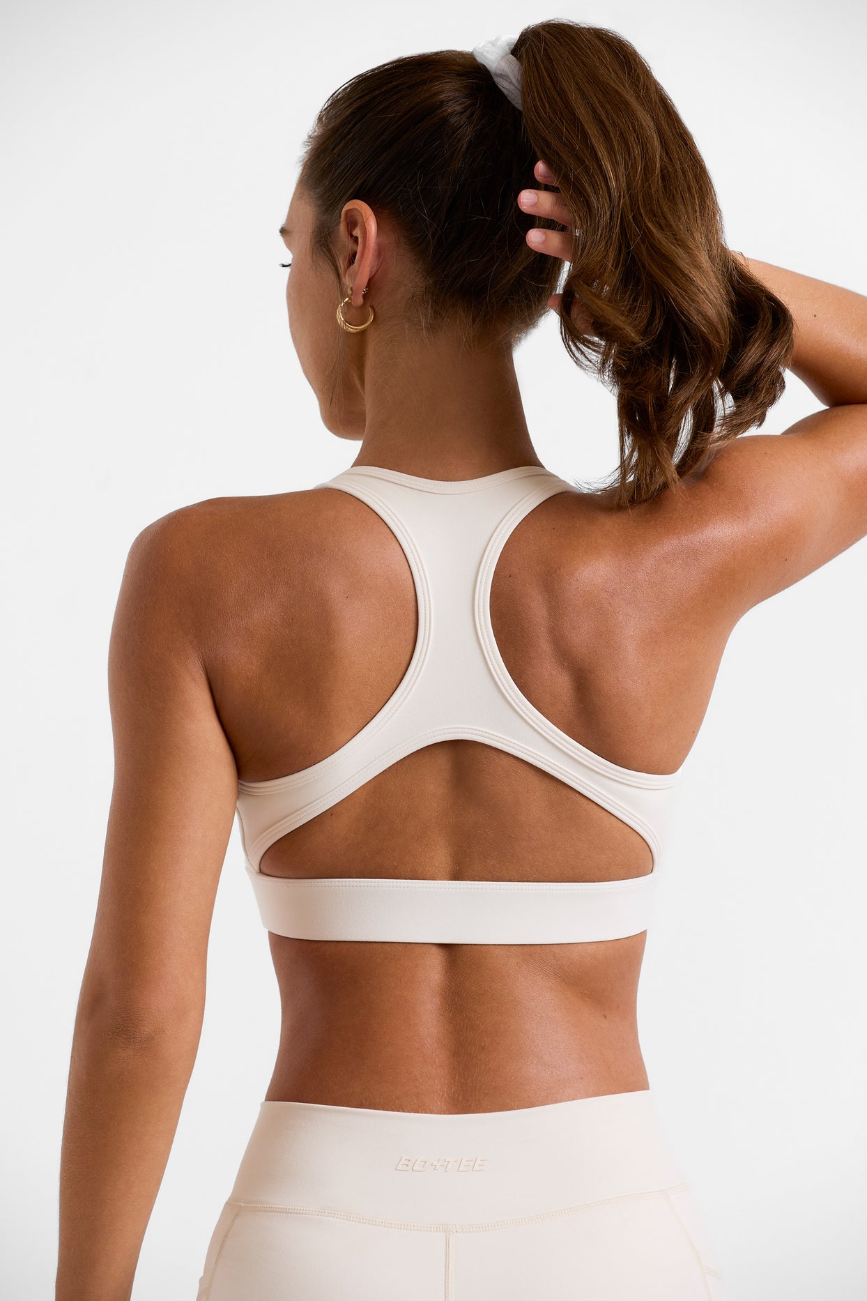 Volley Cut Out Back Sports Bra in White