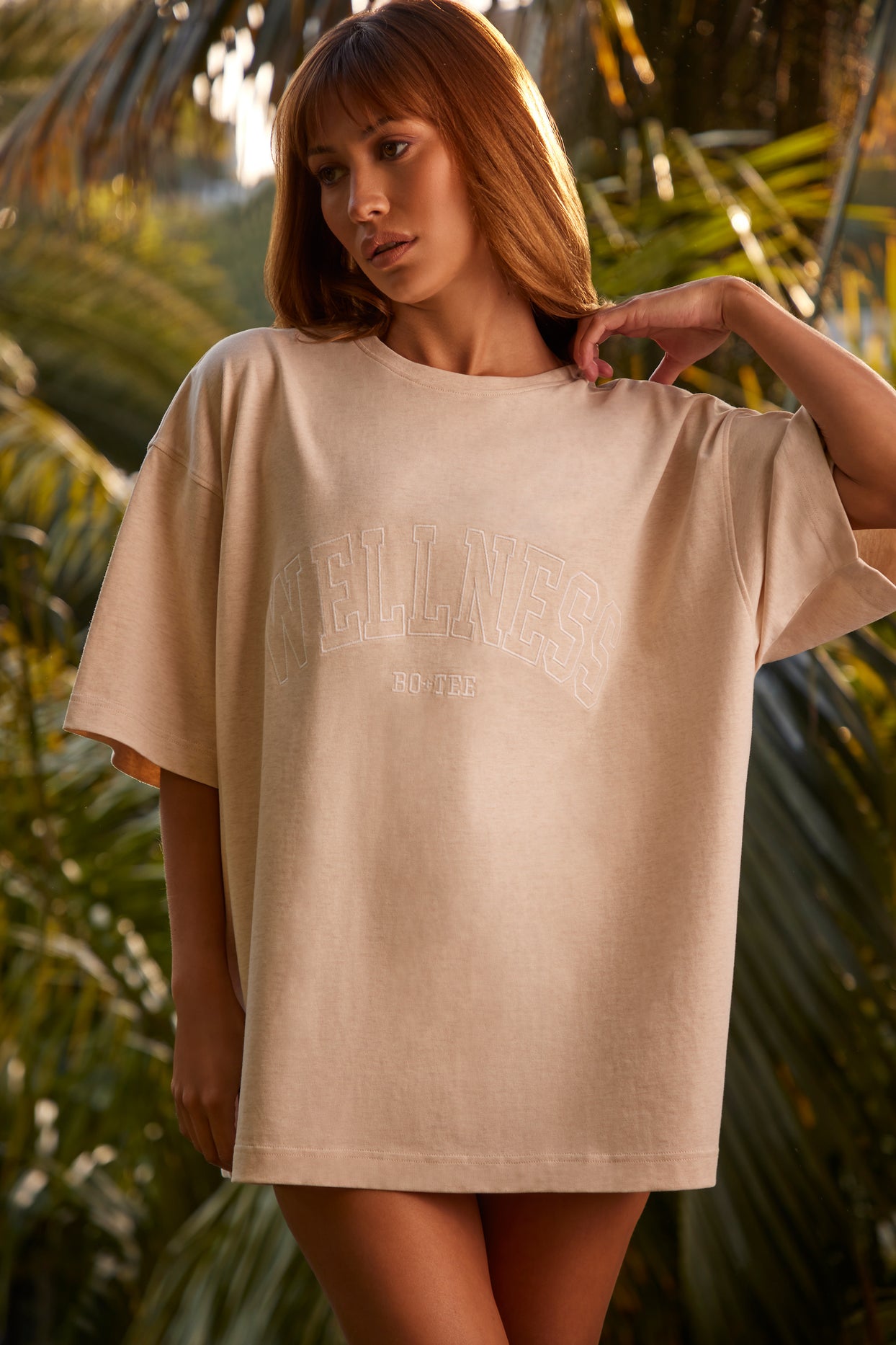 Oversized Short Sleeve T-Shirt in Heather Oat