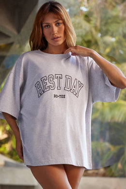 Oversize'owy T-shirt z krótkim rękawem w kolorze Heather Grey
