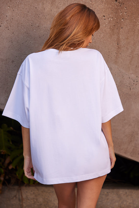 T-shirt oversize à manches courtes en blanc