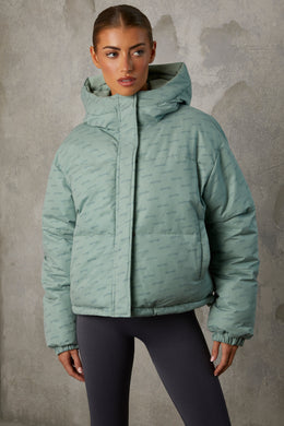 Reversible Hooded Puffer Jacket in Iceberg Green