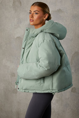 Reversible Hooded Puffer Jacket in Iceberg Green
