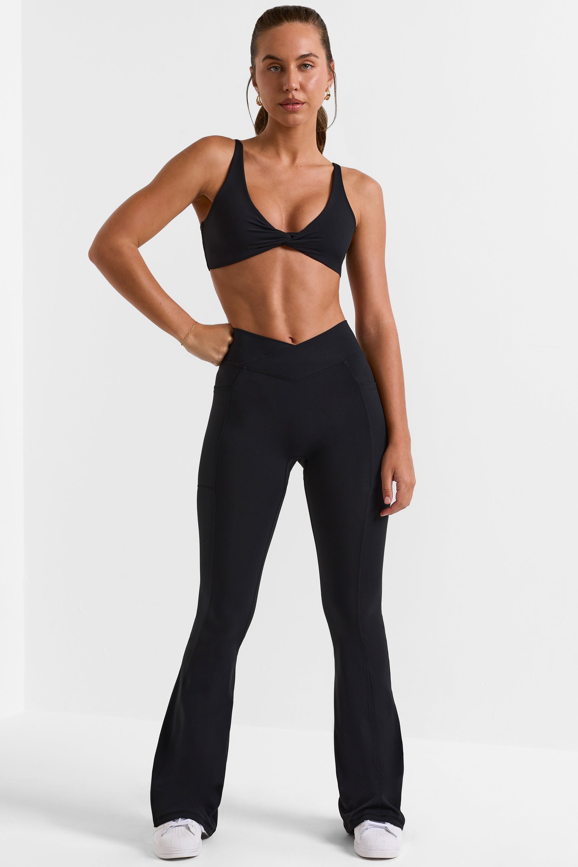 Black Flare S/S Crossover Legging Set