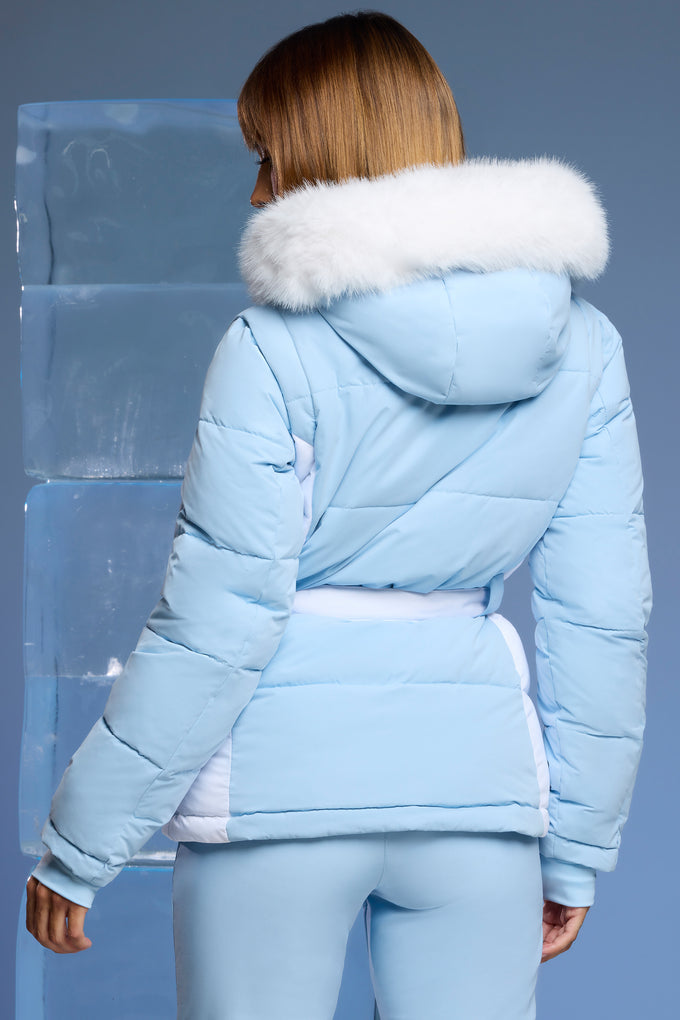 Ski Jacket with Detachable Sleeves in Baby Blue