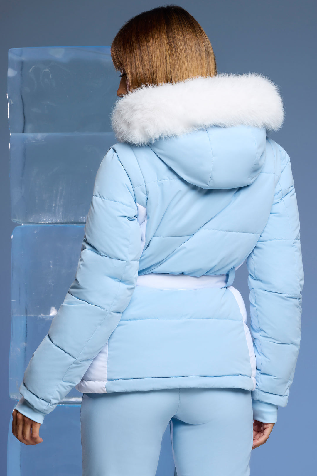 Alpine Ski Jacket with Detachable Sleeves in Baby Blue Oh Polly