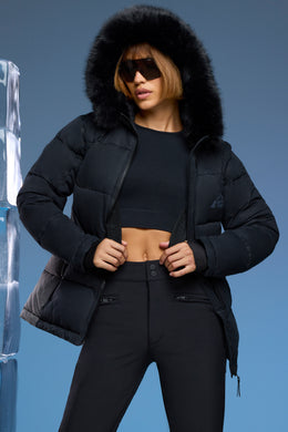 Ski Jacket with Detachable Sleeves in Black