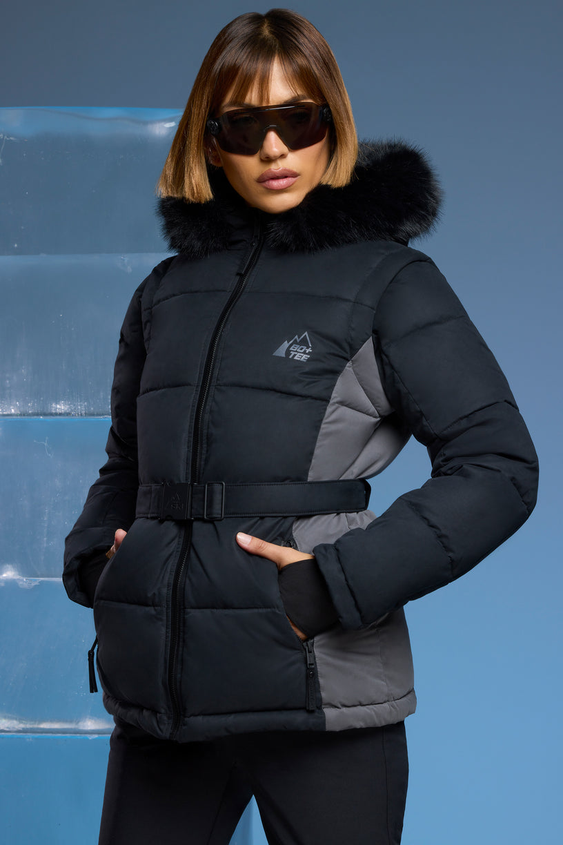 Ski Jacket with Detachable Sleeves in Black - 1