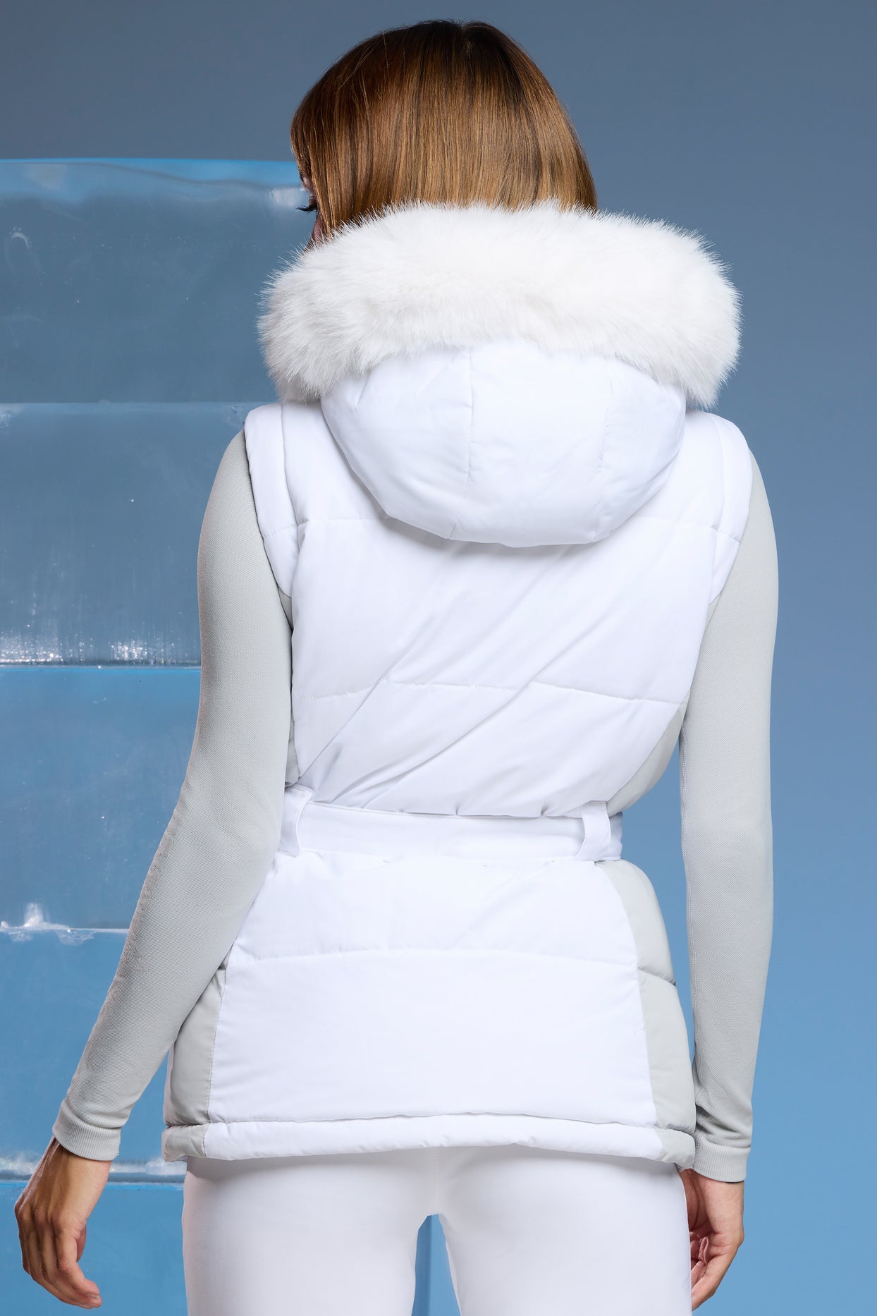 Alpine Ski Jacket with Detachable Sleeves in White Oh Polly