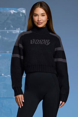 Chunky Knit Cropped Jumper in Black