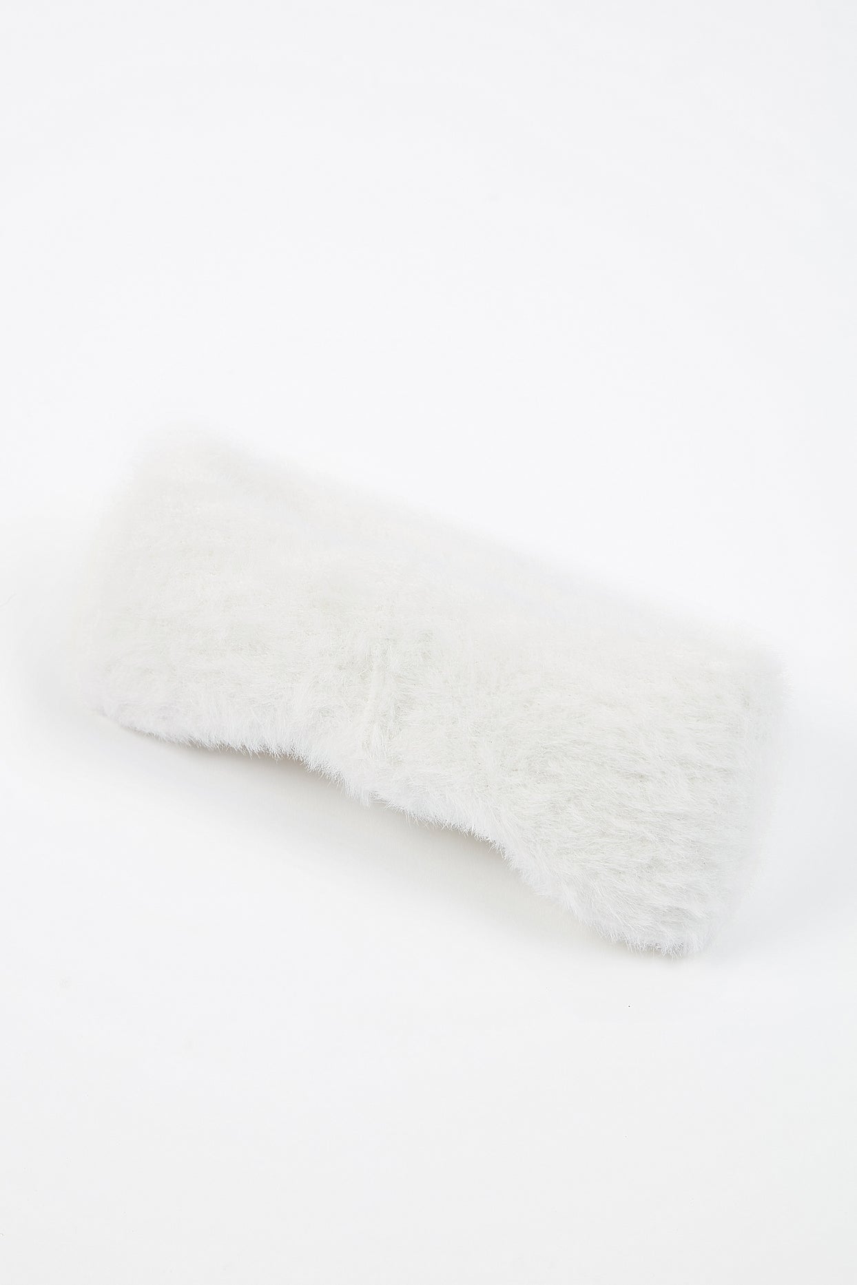Opaska na głowę ze sztucznego futra w kolorze białym