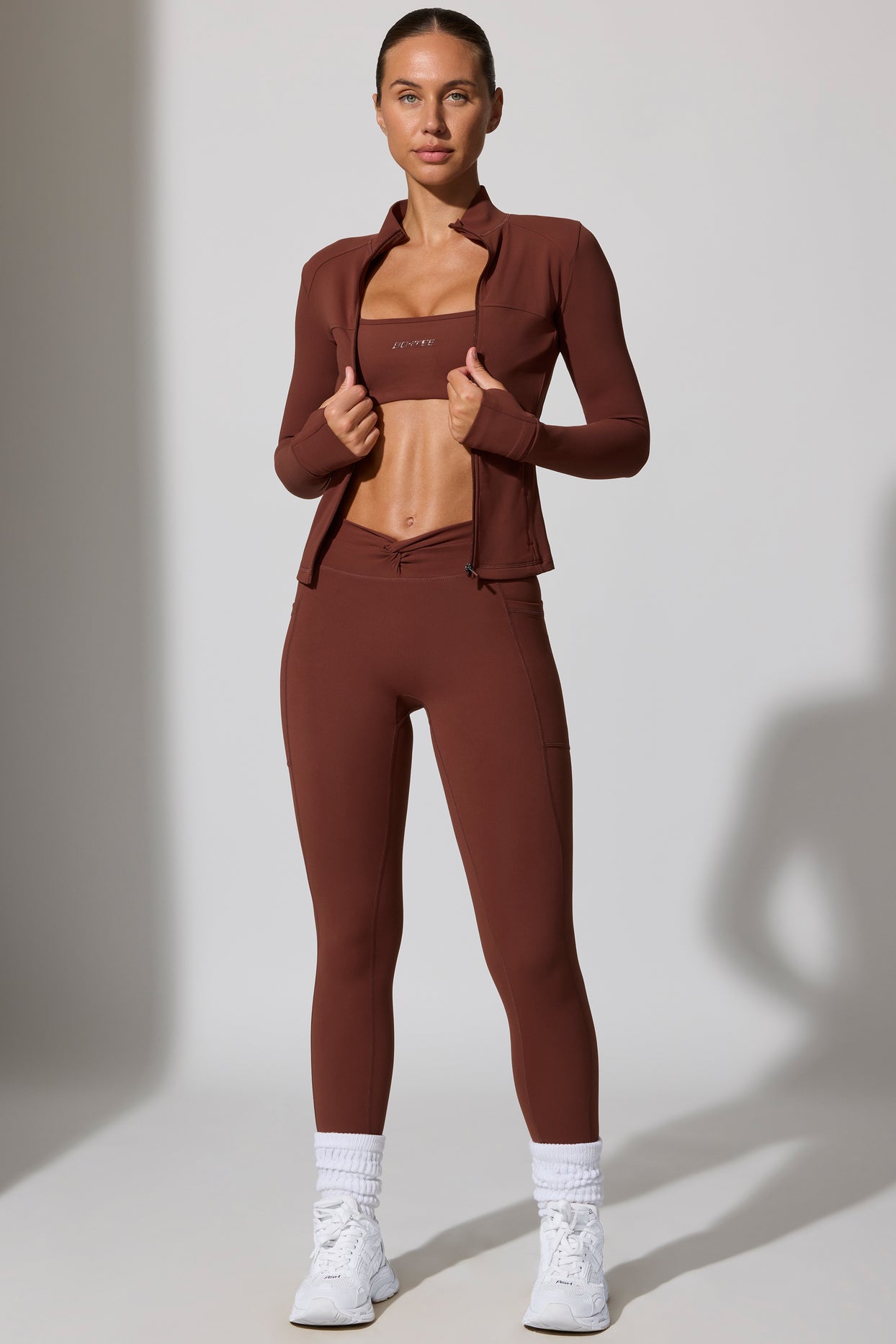 Petite Full Length Leggings with Pockets in Chocolate