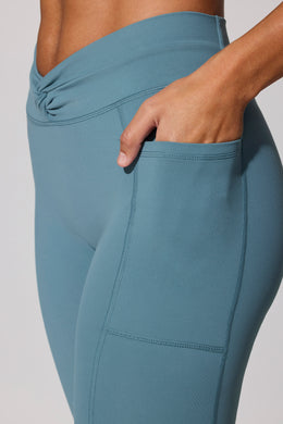 Full Length Leggings with Pockets in Slate Blue