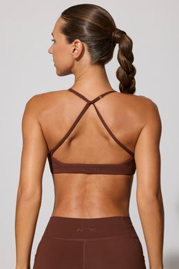 Multiway Twist Front Sports Bra in Chocolate