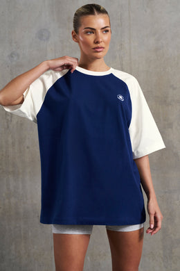 T-shirt surdimensionné à slogan en bleu marine