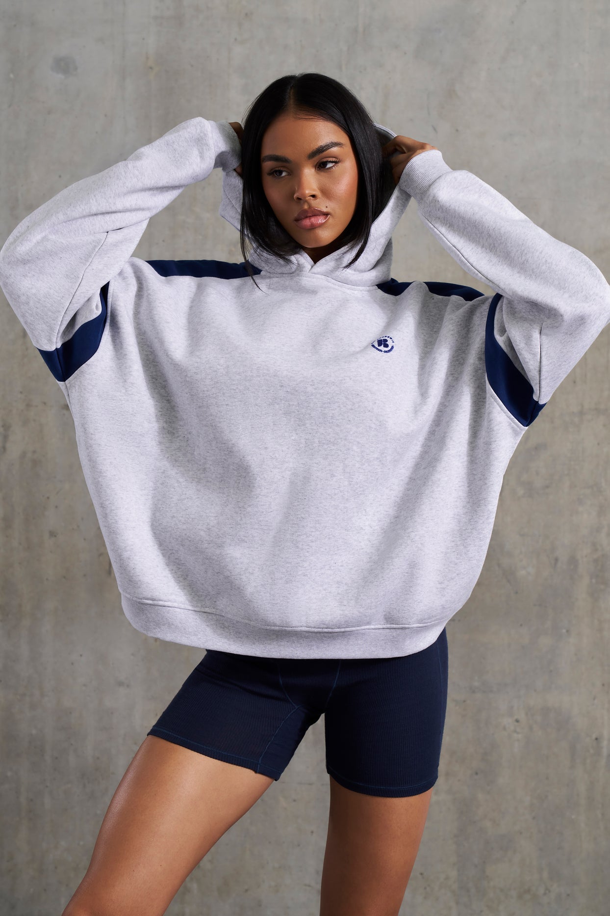 Cotton Fleece Oversized Hoodie in Heather Grey