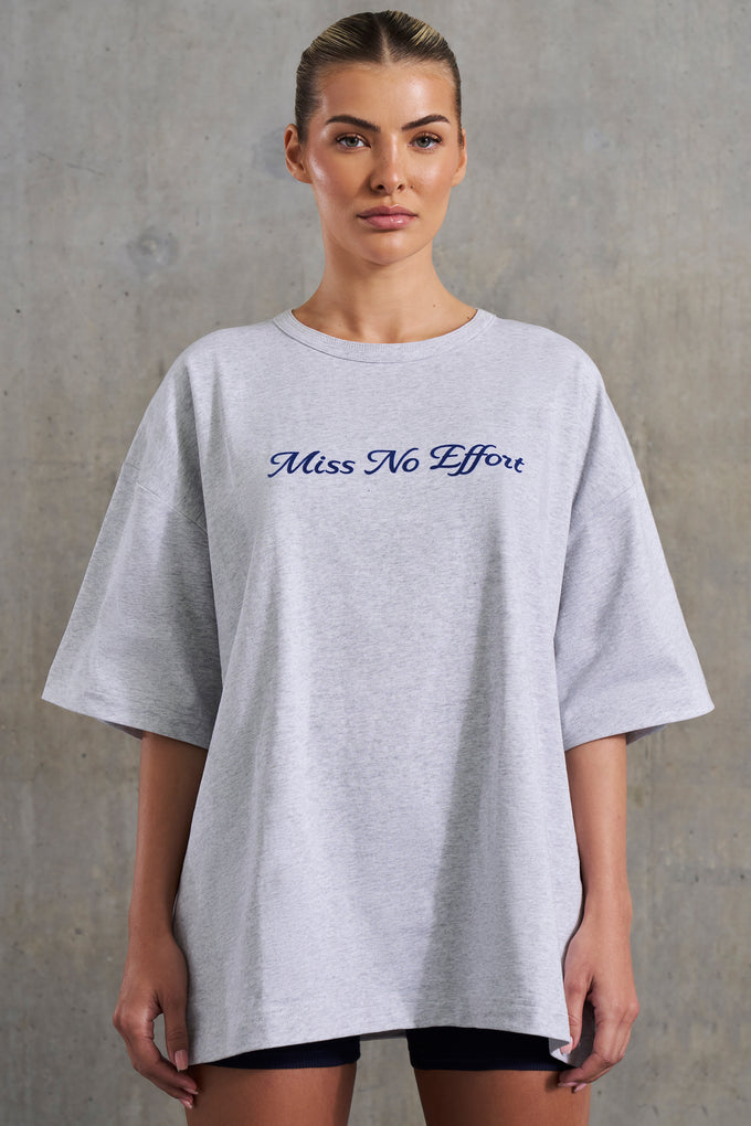 T-shirt surdimensionné à slogan en gris chiné