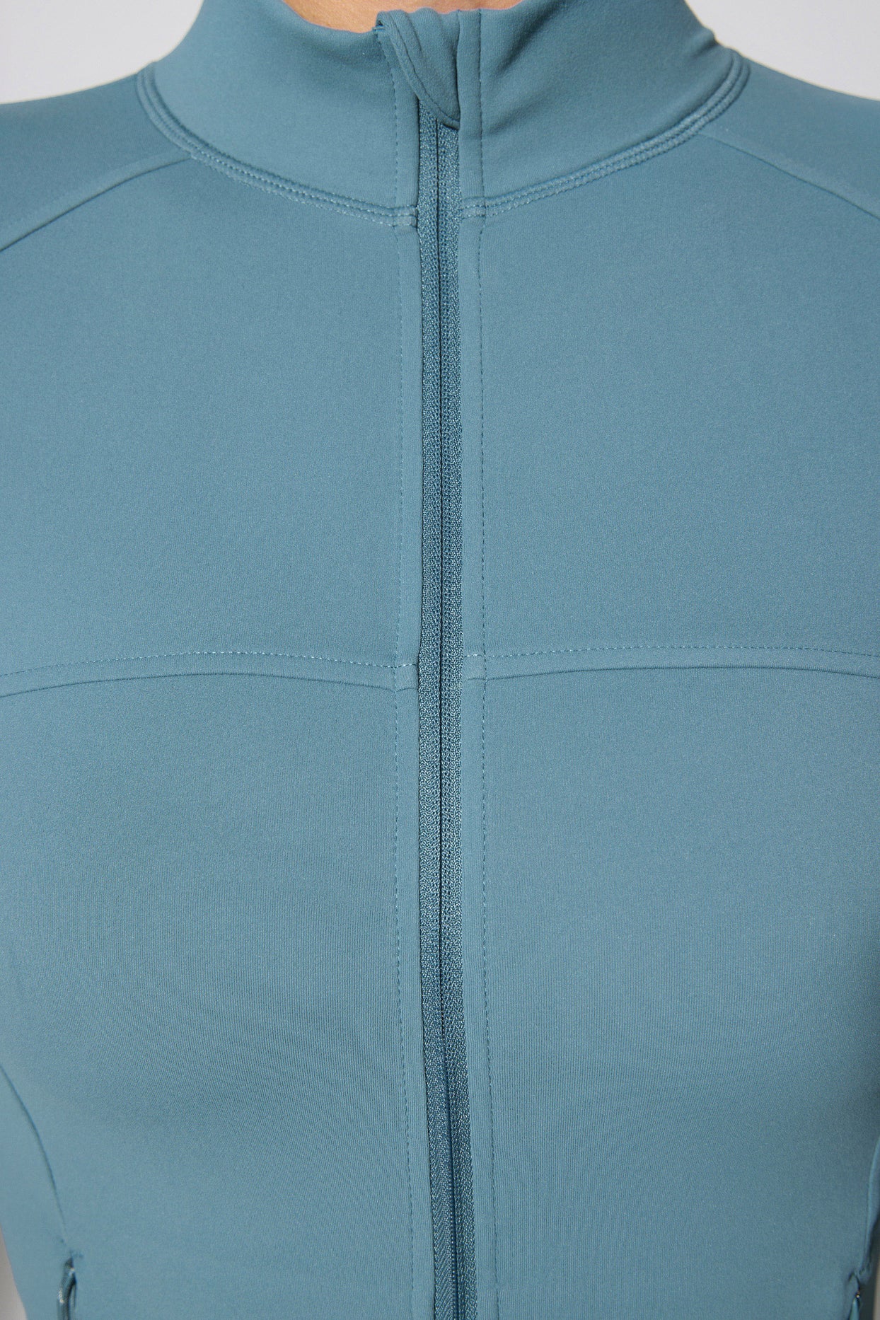 Long Sleeve Zip Up Jacket in Slate Blue