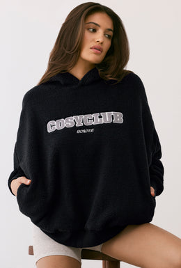 Oversized Fleece Hooded Sweatshirt in Onyx