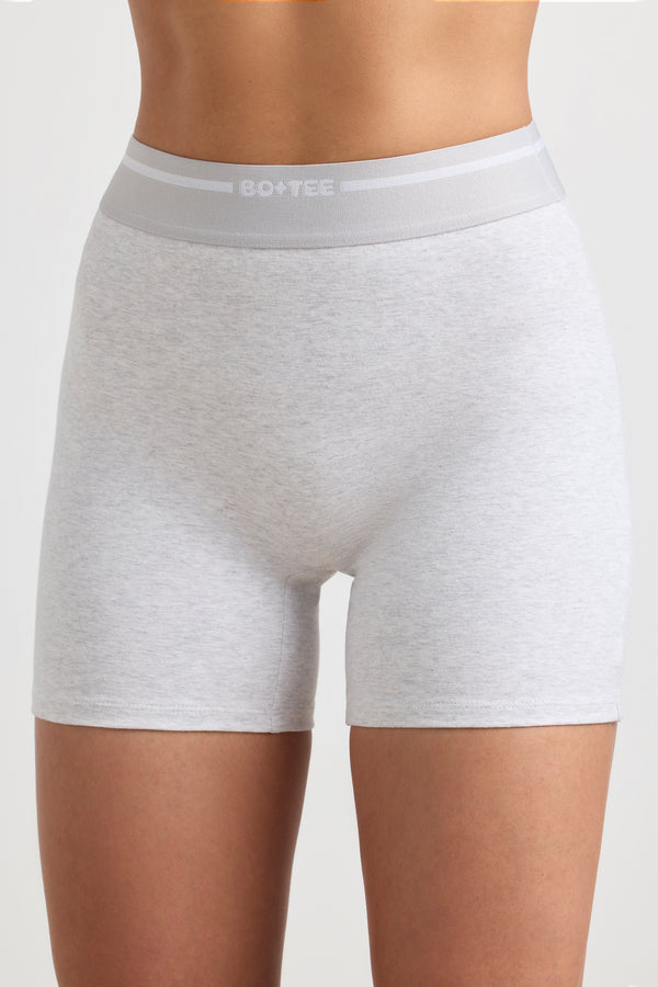 High-Waist Mini Shorts in Grey Marl - 1