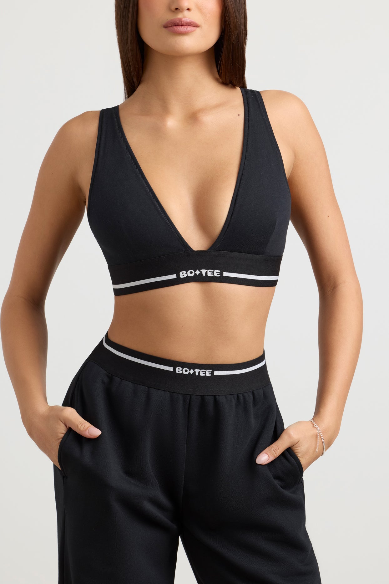 Heavyweight Stretch Cotton Fleece High-Waist Joggers in Black