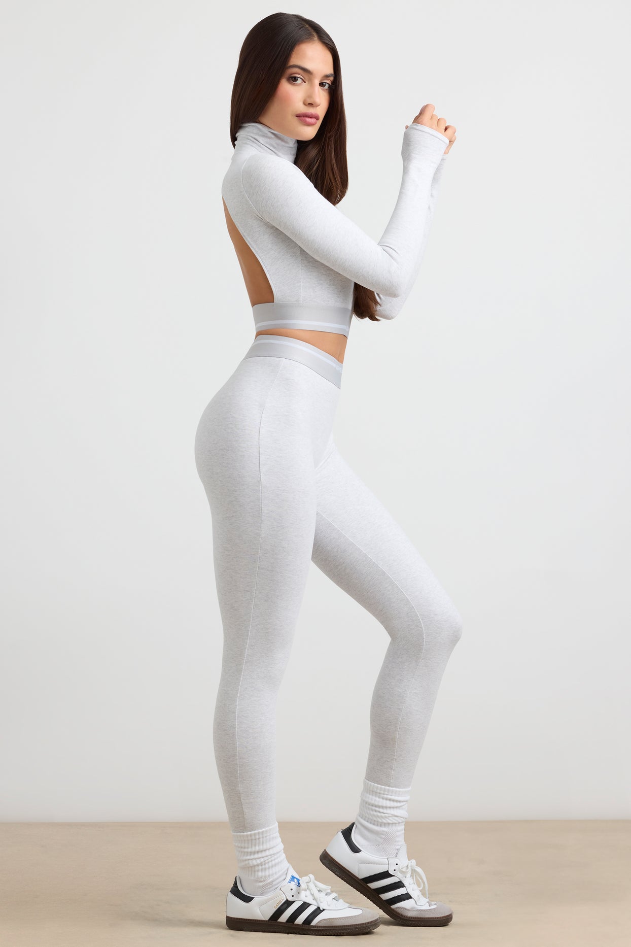 High-Waist Leggings in Grey Marl - 3