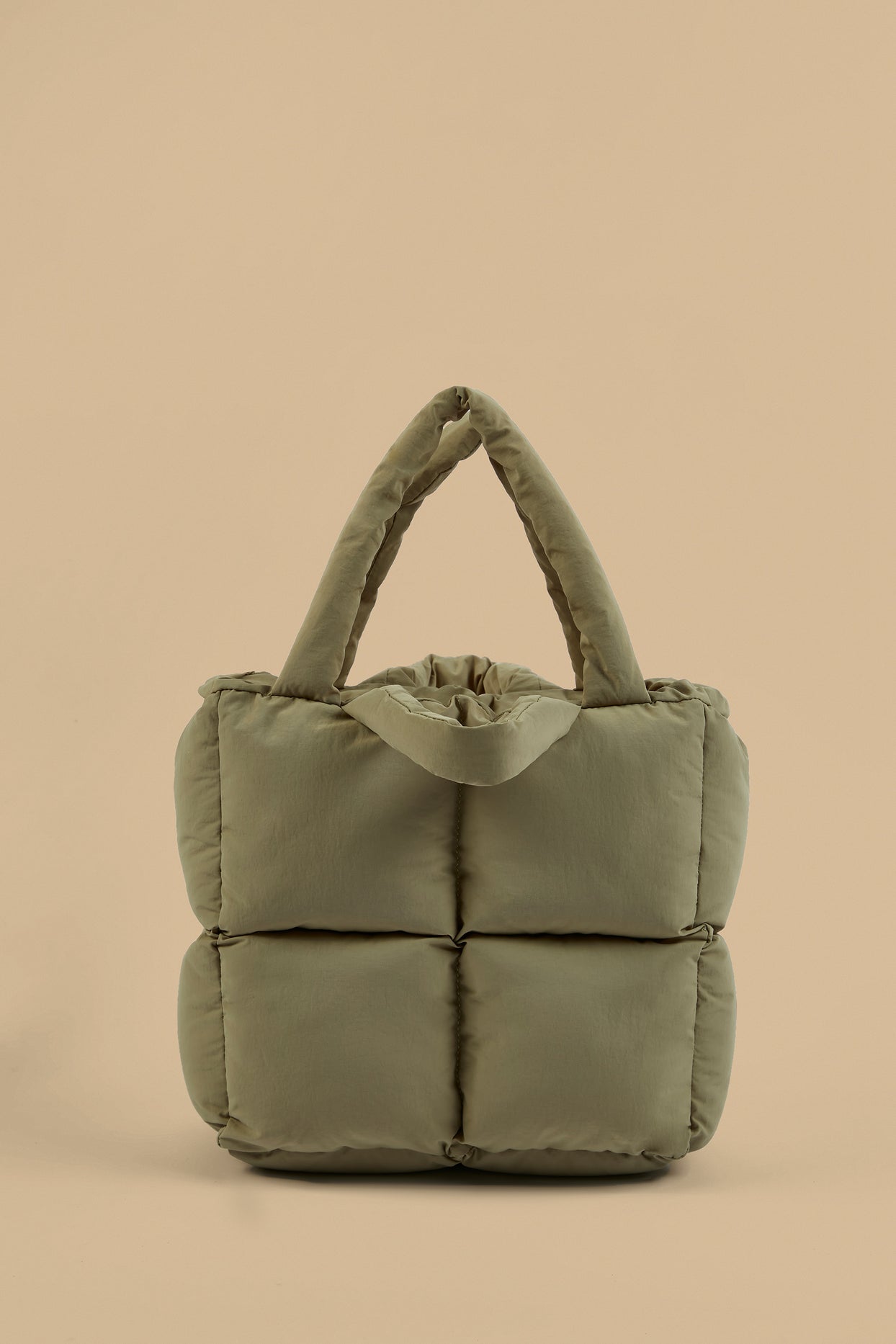 Arctic Quilted Puffer Bag in Soft Olive | Oh Polly