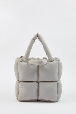 Quilted Puffer Bag in Light Grey
