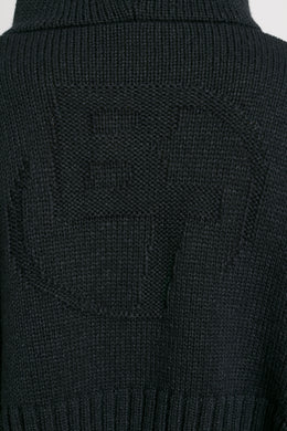 Krótka, zapinana na zamek bluza z grubej dzianiny w kolorze czarnym