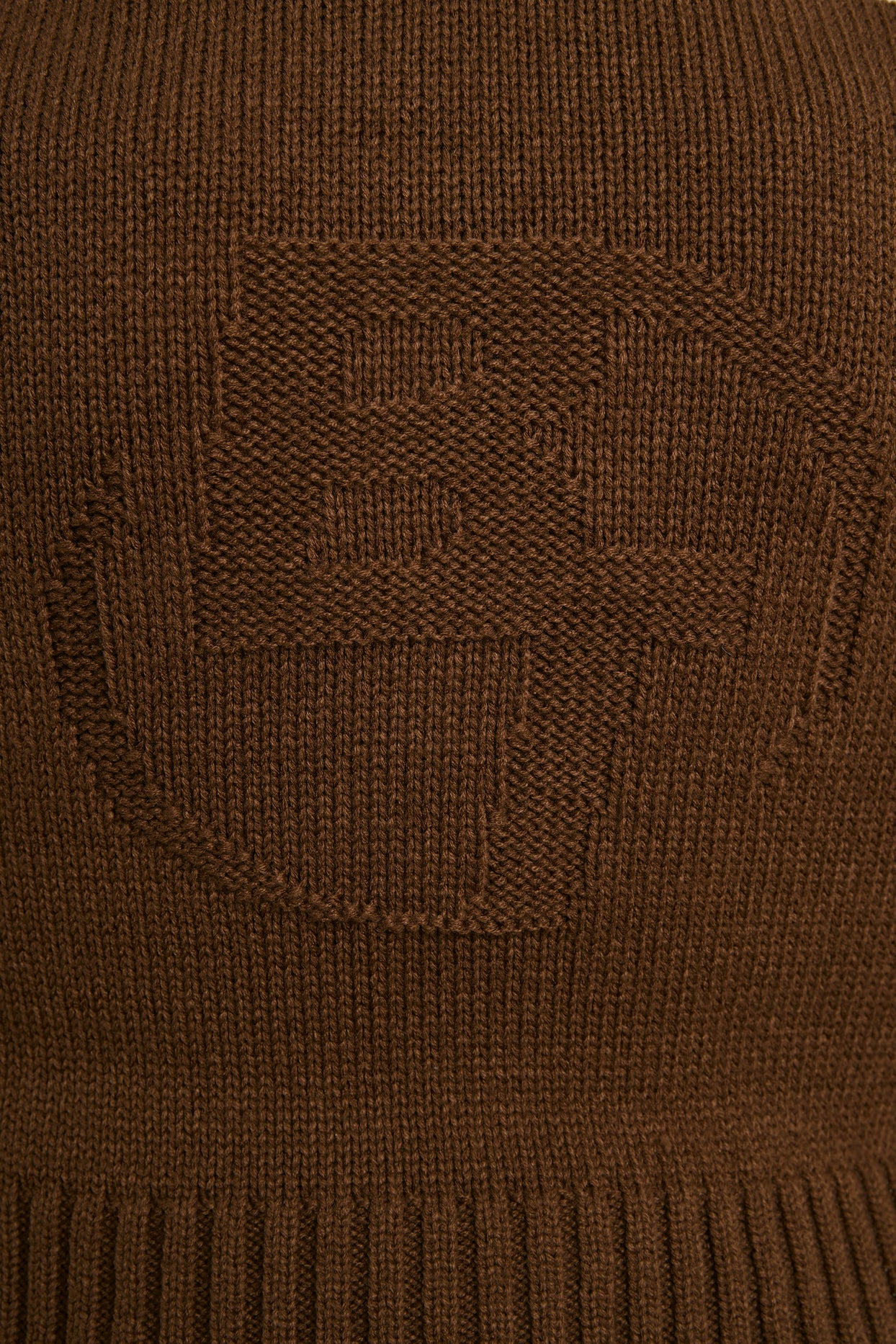 Krótka, zapinana na zamek bluza z grubej dzianiny w kolorze espresso