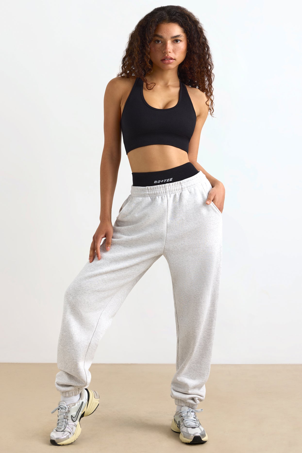 Petite Mid-Rise Joggers in Heather Grey