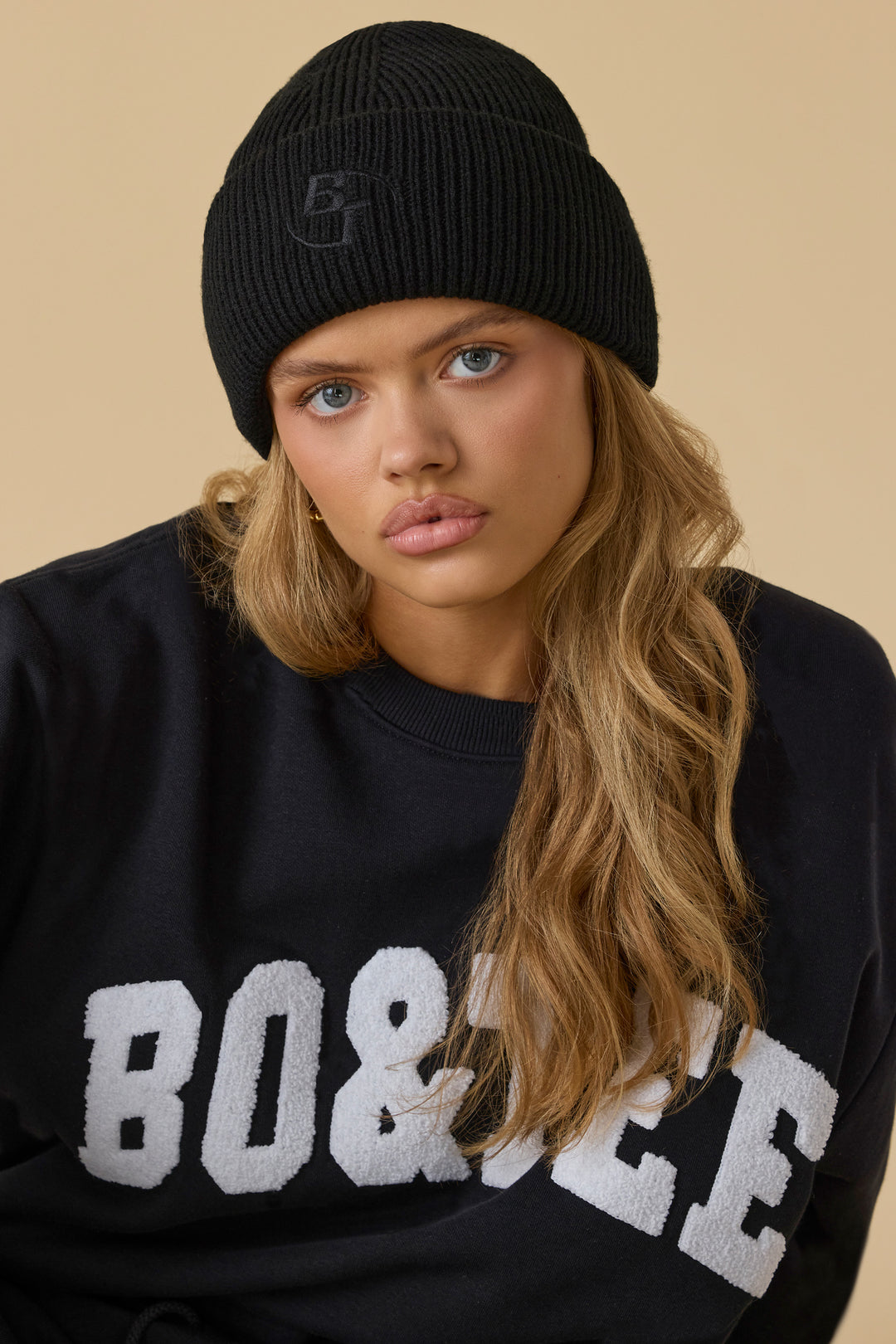 Cosy Knit Beanie in Black Oh Polly