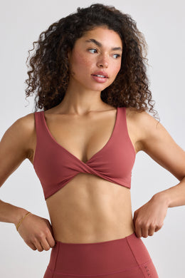 Soft Active V-Neck Sports Bra in Rust