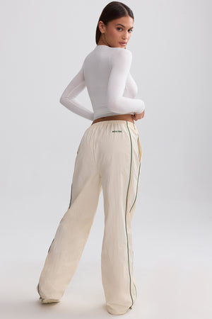 Water-Repellent Crinkled Wide-Leg Trousers in Marble